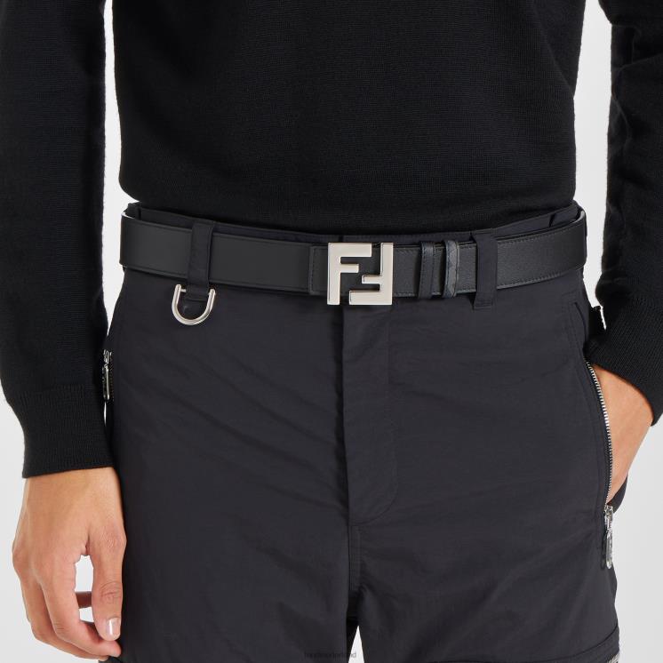Heren accessoires Fendi 0J62L2441 vierkante ff leren omkeerbare riem zwart