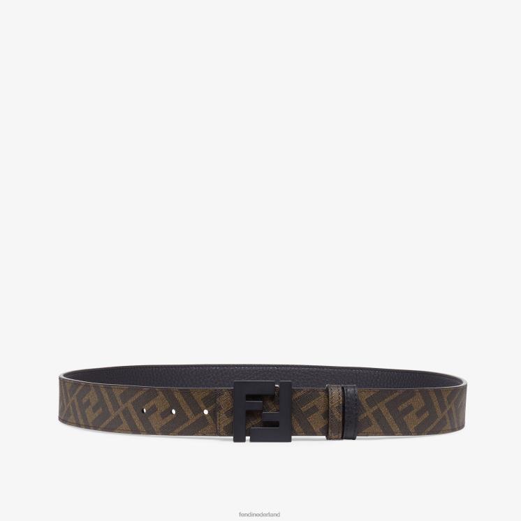 Heren accessoires Fendi 0J62L2489 Omkeerbare riem van leer en stof bruin
