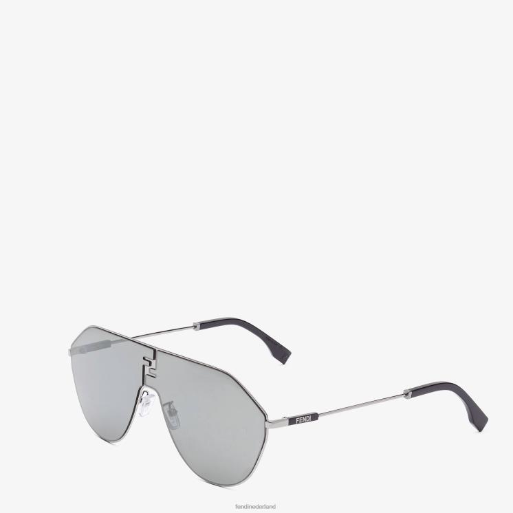 Heren accessoires Fendi 0J62L2399 Zonnebril van rutheniummetaal met spiegellenzen mode
