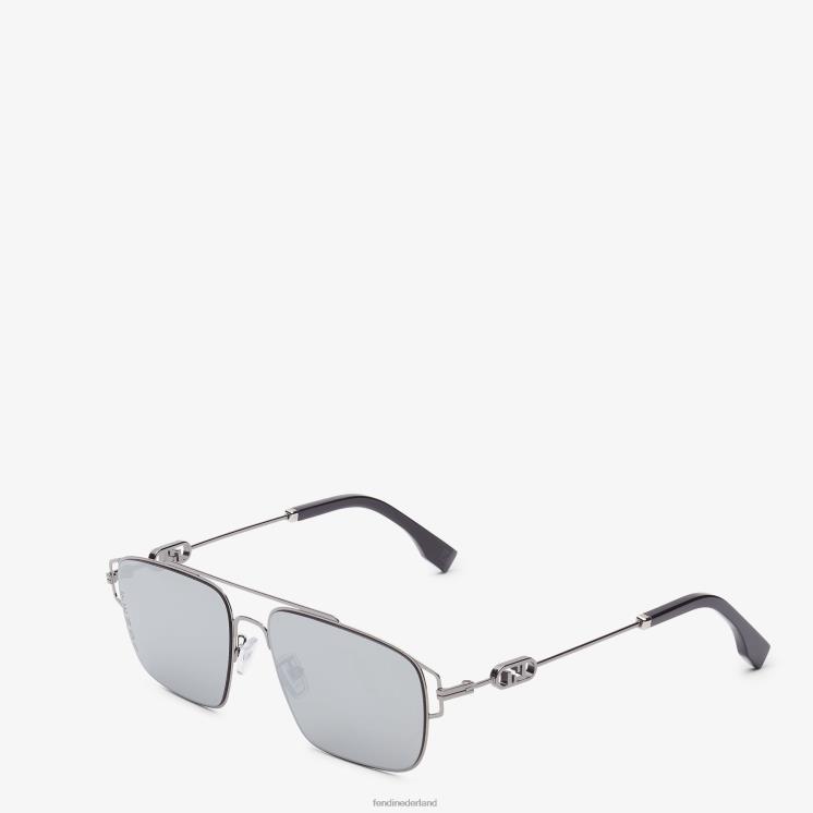 Heren accessoires Fendi 0J62L2444 Zonnebril van rutheniummetaal met spiegellenzen zwart