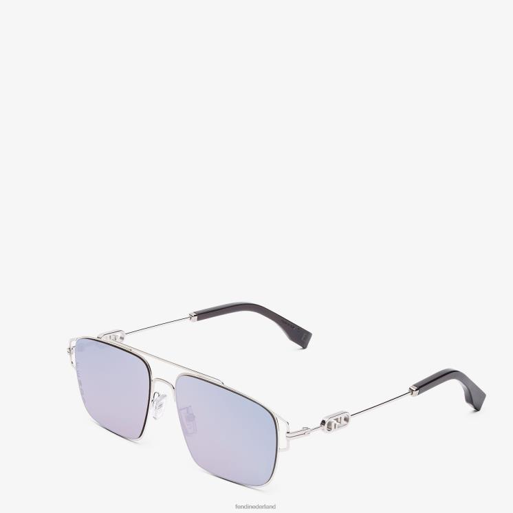 Heren accessoires Fendi 0J62L2454 Zonnebril van palladiummetaal met lenzen en paars spiegeleffect mode