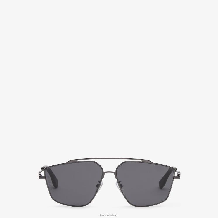 Heren accessoires Fendi 0J62L2467 Zonnebril van rutheniummetaal met lenzen zwart