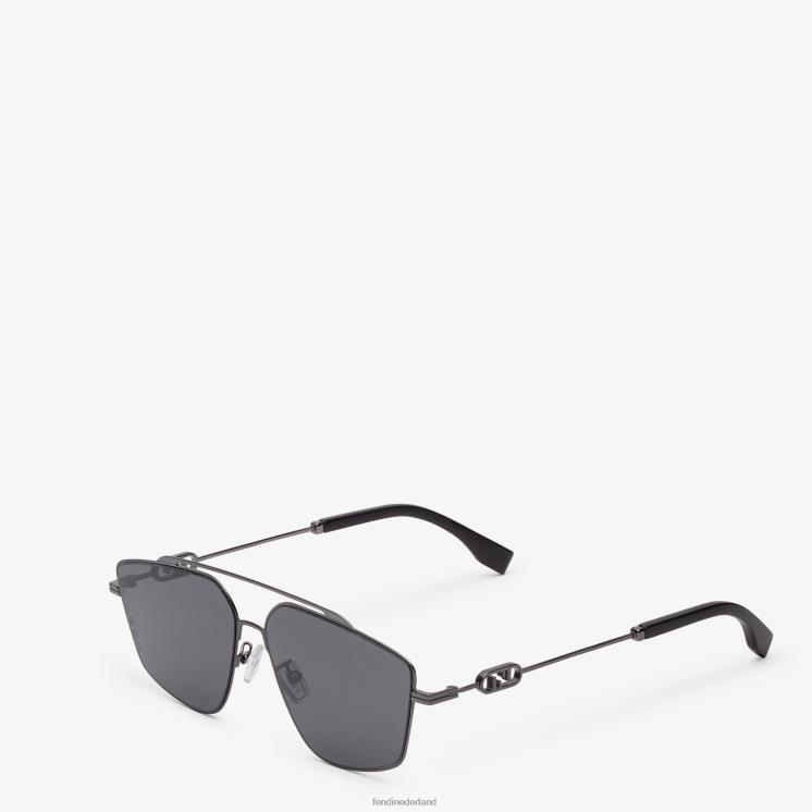 Heren accessoires Fendi 0J62L2467 Zonnebril van rutheniummetaal met lenzen zwart