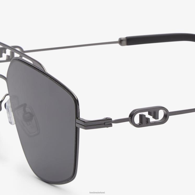 Heren accessoires Fendi 0J62L2467 Zonnebril van rutheniummetaal met lenzen zwart