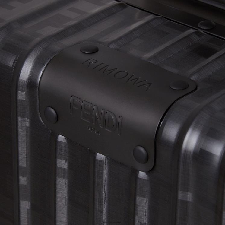 Heren accessoires Fendi 0J62L1889 aluminium trolleykoffer met leren details zwart