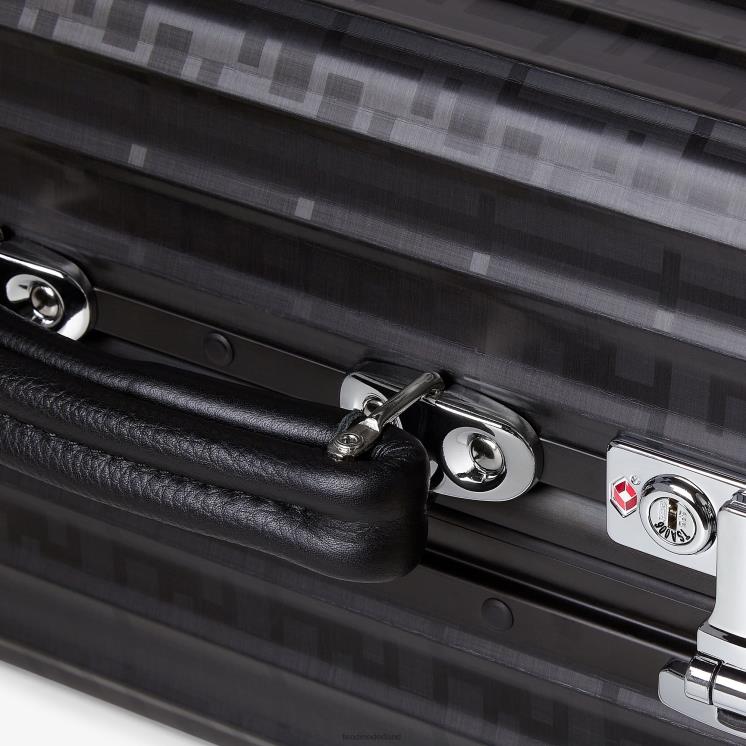 Heren accessoires Fendi 0J62L1889 aluminium trolleykoffer met leren details zwart