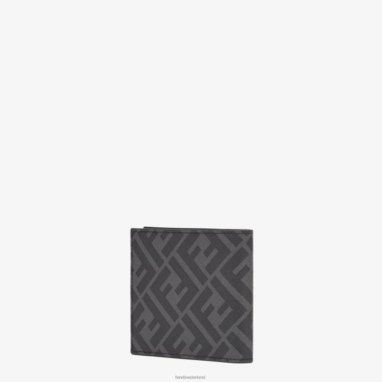 Heren accessoires Fendi 0J62L2576 tweevoudige portemonnee van stof grijs