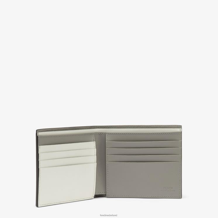 Heren accessoires Fendi 0J62L2581 duif lederen tweevoudige portemonnee grijs