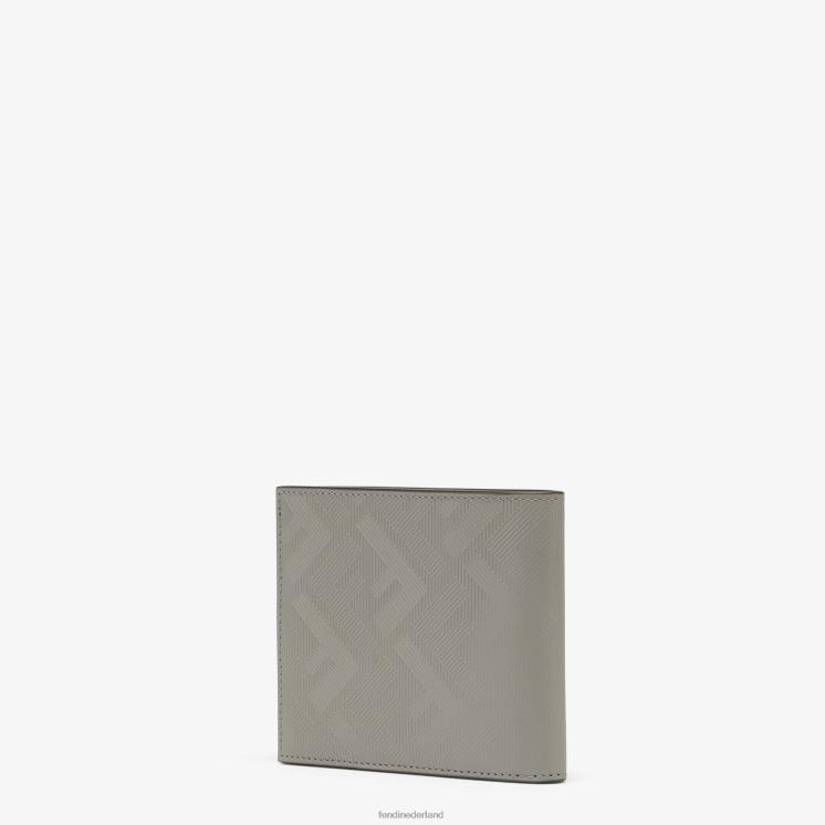 Heren accessoires Fendi 0J62L2581 duif lederen tweevoudige portemonnee grijs
