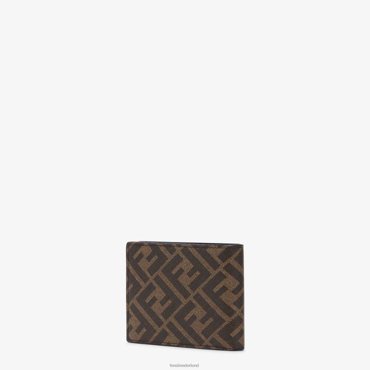 Heren accessoires Fendi 0J62L2595 Tweevoudige portemonnee van kaaimanleer en stof zwart