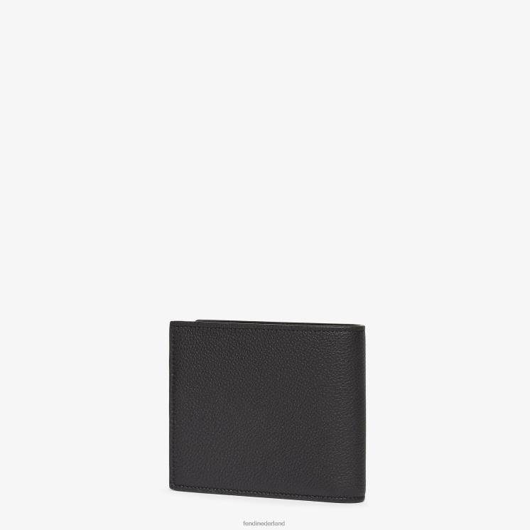 Heren accessoires Fendi 0J62L2612 kenmerkende lederen tweevoudige portemonnee zwart