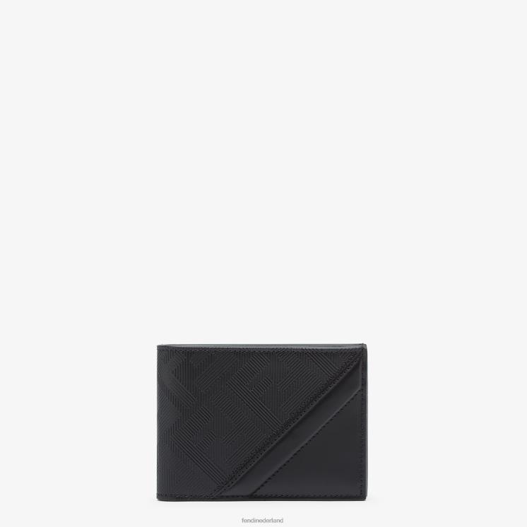 Heren accessoires Fendi 0J62L2640 schaduw diagonale Amerikaanse dollar lederen tweevoudige portemonnee zwart