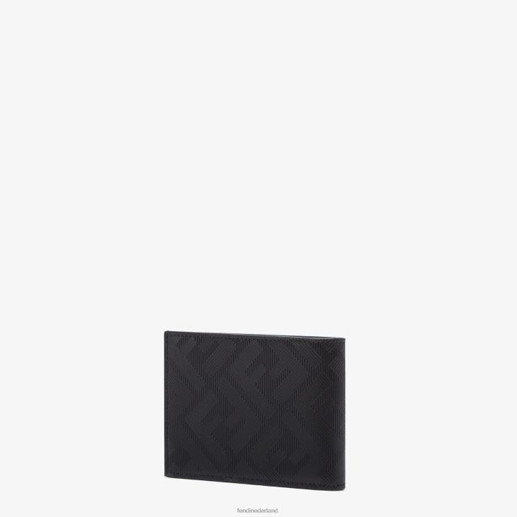 Heren accessoires Fendi 0J62L2640 schaduw diagonale Amerikaanse dollar lederen tweevoudige portemonnee zwart