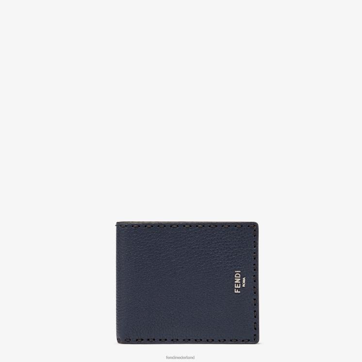 Heren accessoires Fendi 0J62L2644 Selleria lederen tweevoudige portemonnee blauw