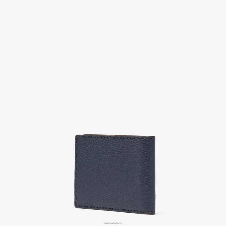 Heren accessoires Fendi 0J62L2644 Selleria lederen tweevoudige portemonnee blauw