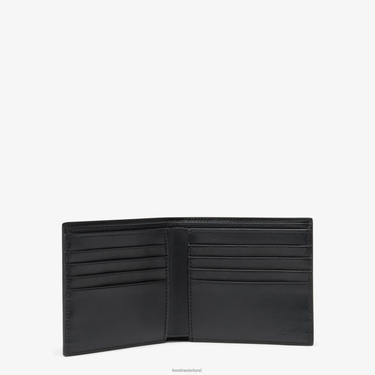 Heren accessoires Fendi 0J62L2645 schaduw diagonale lederen tweevoudige portemonnee zwart