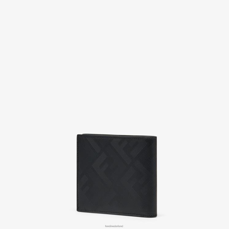 Heren accessoires Fendi 0J62L2645 schaduw diagonale lederen tweevoudige portemonnee zwart