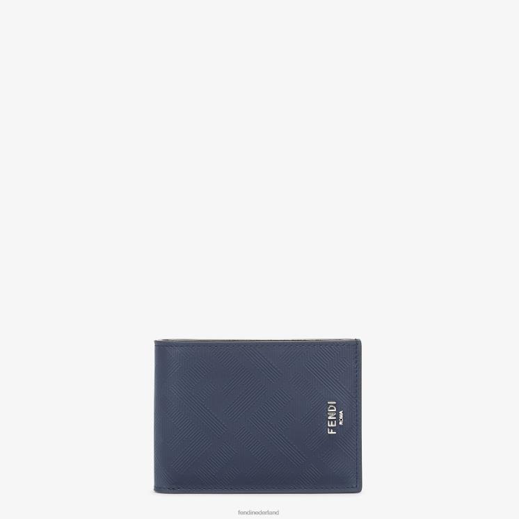 Heren accessoires Fendi 0J62L2650 Shadow US Dollar lederen tweevoudige portemonnee blauw