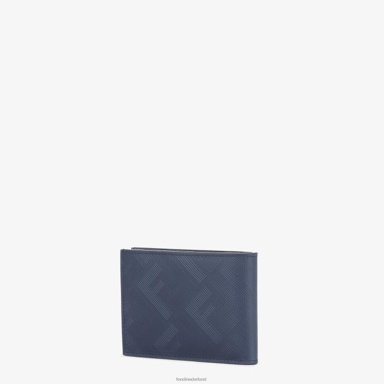Heren accessoires Fendi 0J62L2650 Shadow US Dollar lederen tweevoudige portemonnee blauw