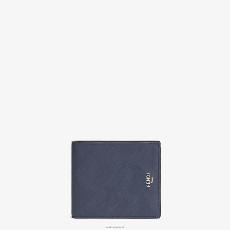 Heren accessoires Fendi 0J62L2652 schaduw lederen tweevoudige portemonnee blauw