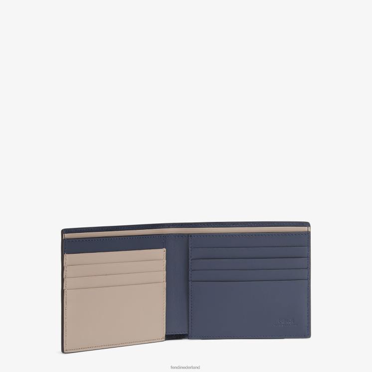 Heren accessoires Fendi 0J62L2652 schaduw lederen tweevoudige portemonnee blauw