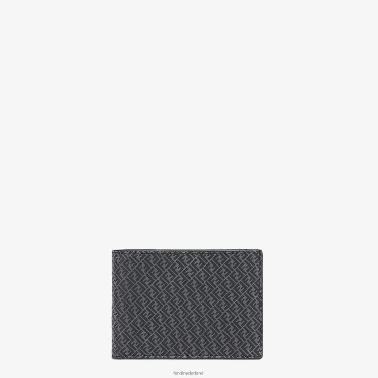 Heren accessoires Fendi 0J62L2657 Amerikaanse dollar lederen tweevoudige portemonnee zwart