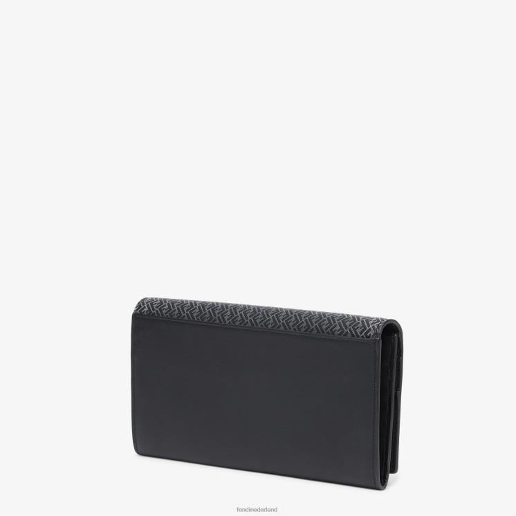 Heren accessoires Fendi 0J62L2659 continentale lederen portemonnee zwart