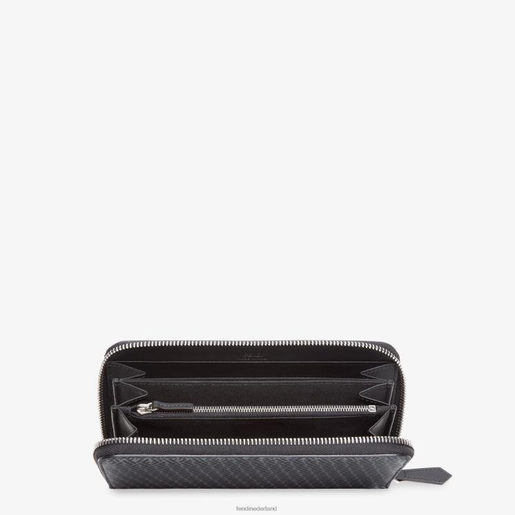 Heren accessoires Fendi 0J62L2660 Leren portemonnee met ritssluiting zwart