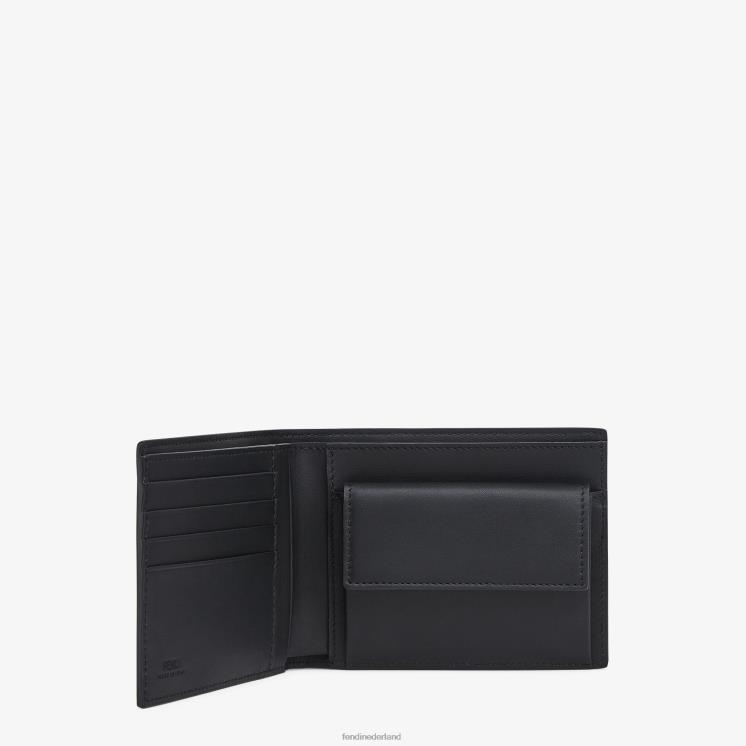 Heren accessoires Fendi 0J62L2663 portemonnee lederen tweevoudige portemonnee zwart