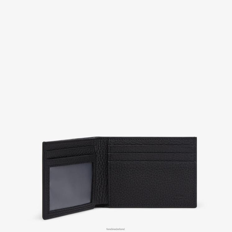 Heren accessoires Fendi 0J62L2665 Amerikaanse dollar lederen tweevoudige portemonnee zwart