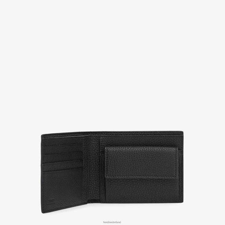 Heren accessoires Fendi 0J62L2671 portemonnee lederen tweevoudige portemonnee zwart