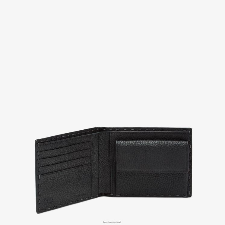 Heren accessoires Fendi 0J62L2681 Selleria tweevoudige portemonnee van leer zwart