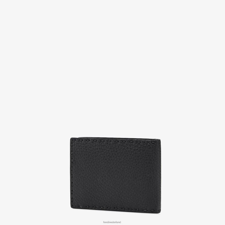 Heren accessoires Fendi 0J62L2681 Selleria tweevoudige portemonnee van leer zwart