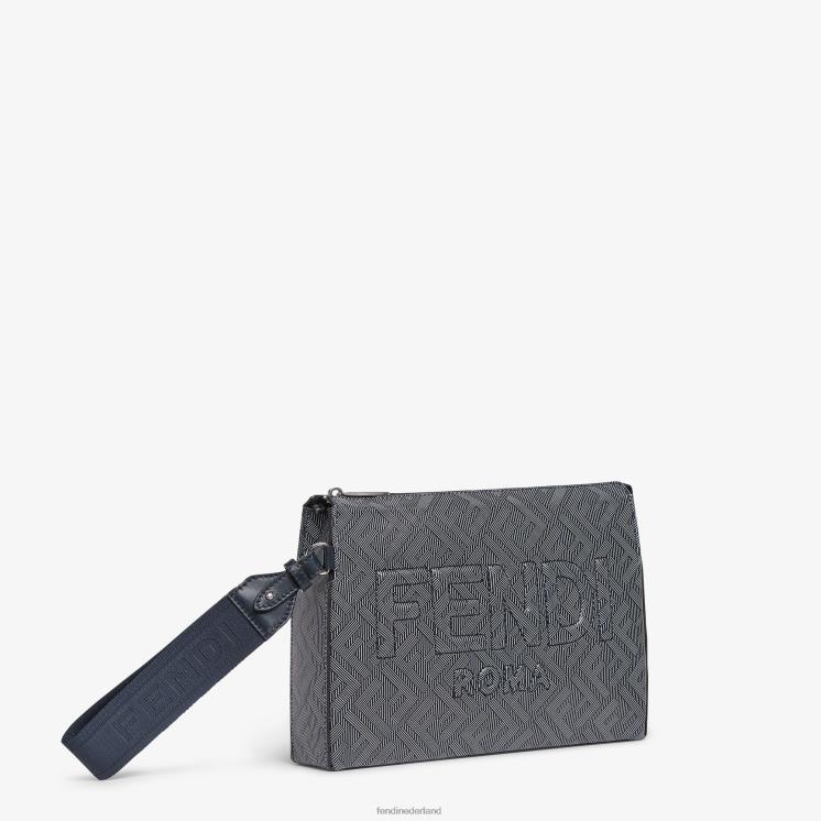 Heren accessoires Fendi 0J62L1792 Leren clutch met gestreepte ff-print veelkleurig