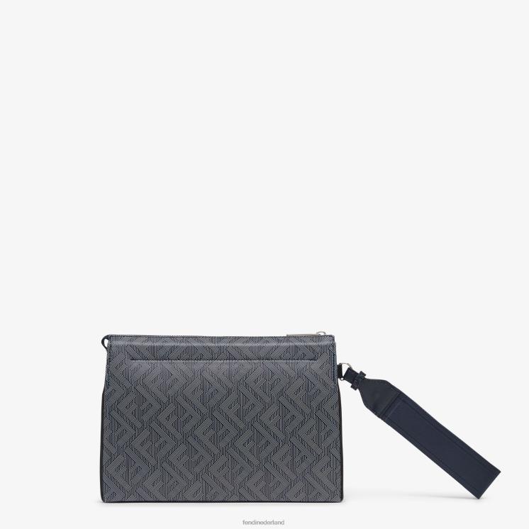 Heren accessoires Fendi 0J62L1792 Leren clutch met gestreepte ff-print veelkleurig
