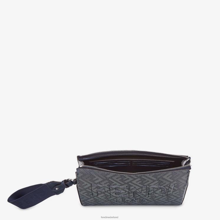 Heren accessoires Fendi 0J62L1792 Leren clutch met gestreepte ff-print veelkleurig