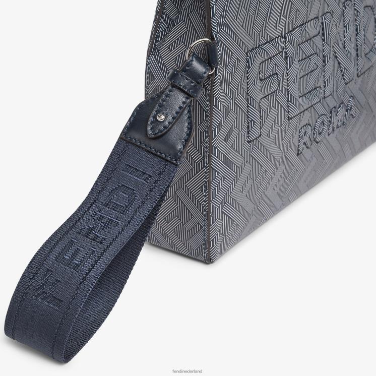Heren accessoires Fendi 0J62L1792 Leren clutch met gestreepte ff-print veelkleurig