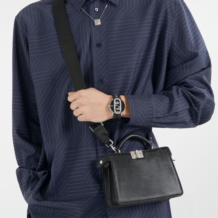 Heren accessoires Fendi 0J62L1808 Kiekeboe iseeu xcross leren tas zwart