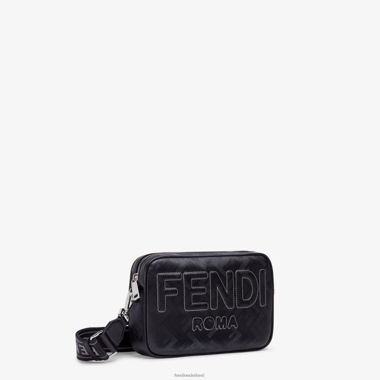 Heren accessoires Fendi 0J62L1811 leren tas met ff-print zwart