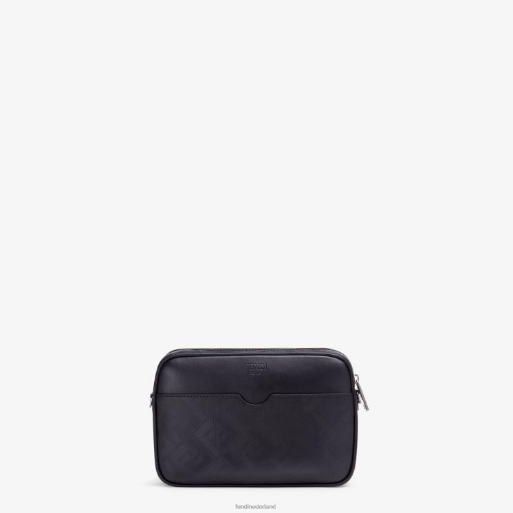 Heren accessoires Fendi 0J62L1811 leren tas met ff-print zwart