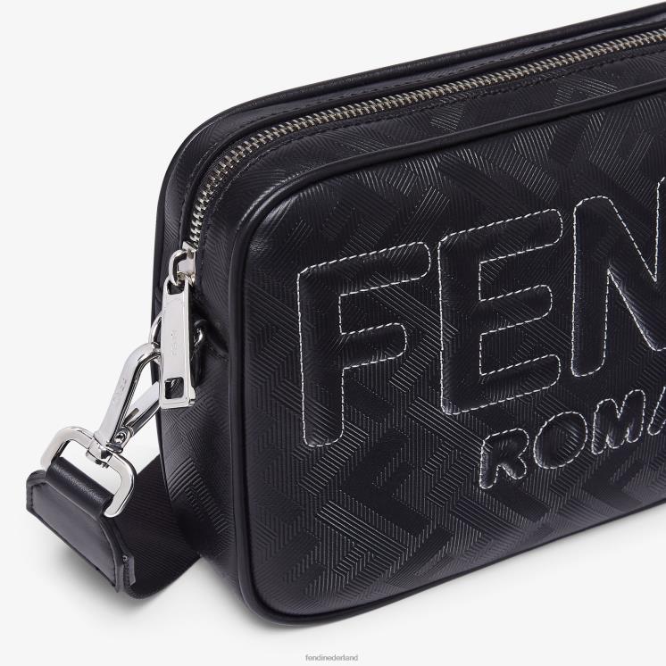 Heren accessoires Fendi 0J62L1811 leren tas met ff-print zwart