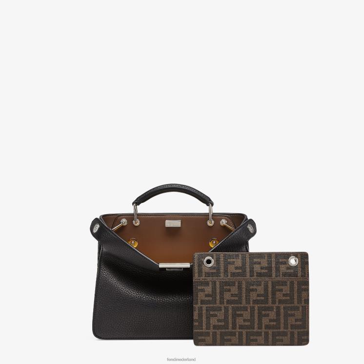 Heren accessoires Fendi 0J62L1812 Kiekeboe iseeu mini leren tasje zwart