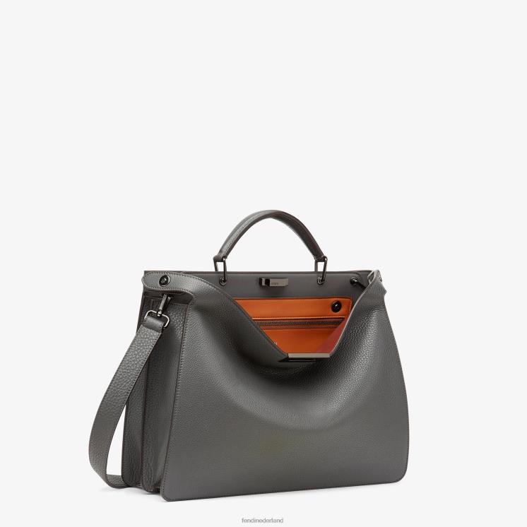 Heren accessoires Fendi 0J62L1816 Kiekeboe iseeu middelgrote leren tas grijs