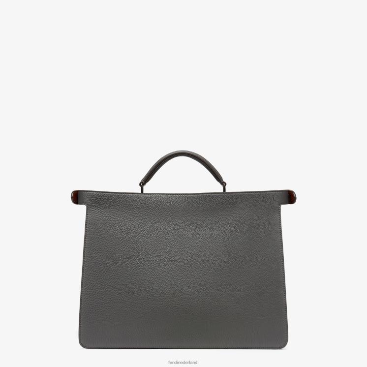 Heren accessoires Fendi 0J62L1816 Kiekeboe iseeu middelgrote leren tas grijs