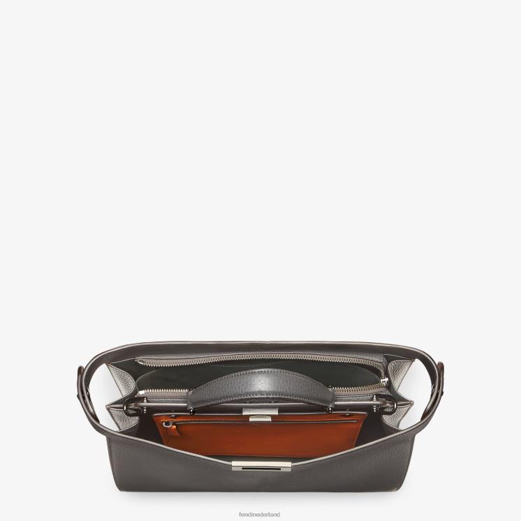 Heren accessoires Fendi 0J62L1816 Kiekeboe iseeu middelgrote leren tas grijs