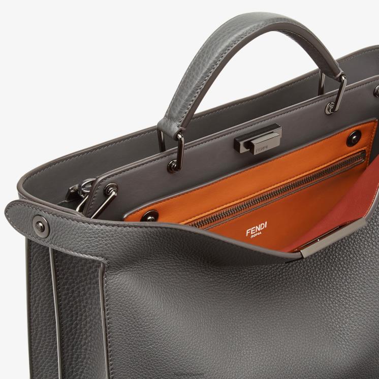 Heren accessoires Fendi 0J62L1816 Kiekeboe iseeu middelgrote leren tas grijs
