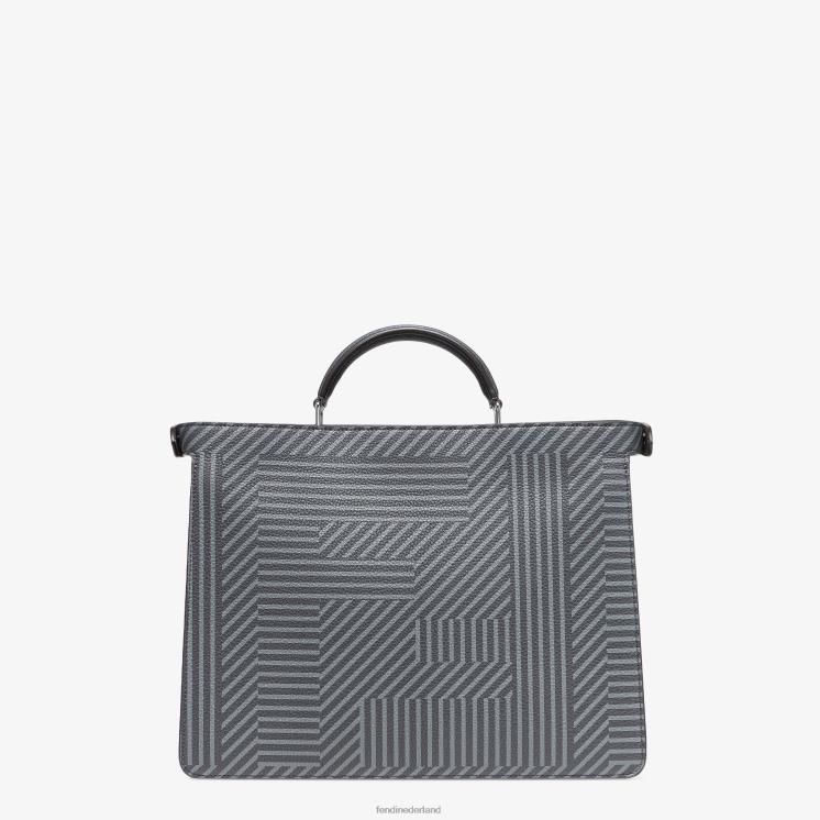 Heren accessoires Fendi 0J62L1819 tweekleurige leren tas met print grijs