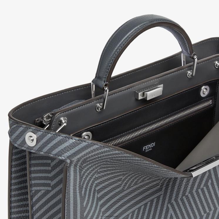 Heren accessoires Fendi 0J62L1819 tweekleurige leren tas met print grijs