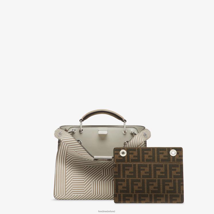Heren accessoires Fendi 0J62L1820 tweekleurige leren tas met print beige