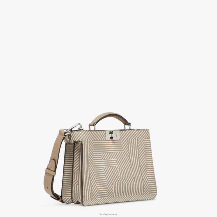 Heren accessoires Fendi 0J62L1820 tweekleurige leren tas met print beige